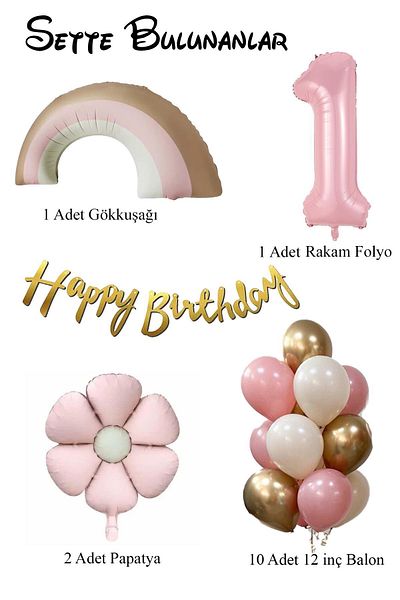 Patladı Gitti Retro 1 Year Old Daisy Themed Baby Girl Concept Birthday Set