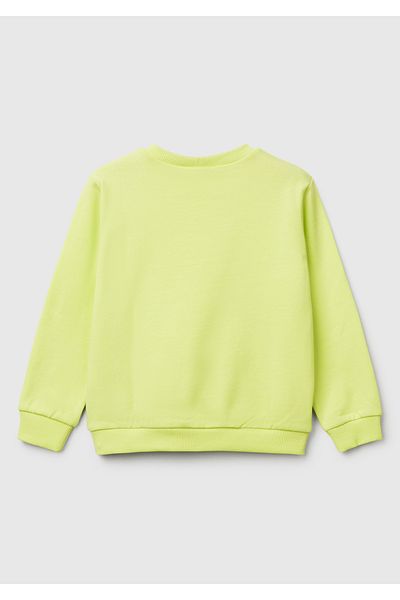 United Colors of Benetton Girl's Yellow Peanuts Printed Crew Neck Sweatshirt with Logo Label