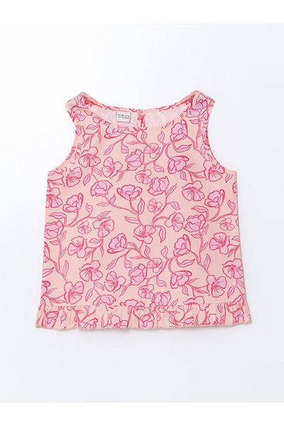 LC Waikiki New Season Crew Neck Floral Παιδική Crop Μπλούζα για κορίτσια - S5M288Z4