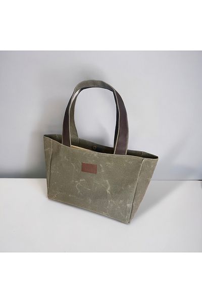 Nuggita Women's Large Size Waxed Canvas Khaki Color Shoulder Bag