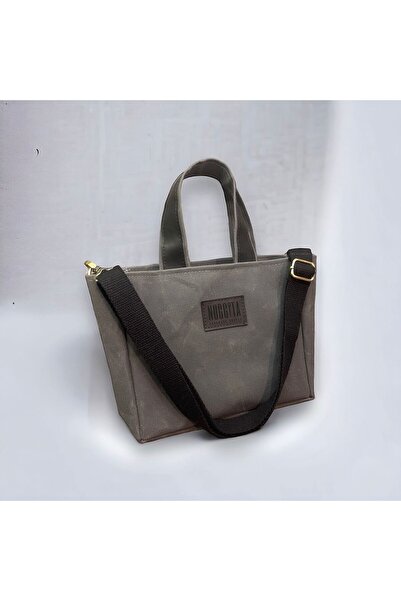 Nuggita Mini Boy Mıknatıslı Mumlu Kanvas Antrasit Renk El Çantası / Çapraz As...