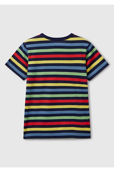 United Colors of Benetton Tricou pentru băiat, în culoarea închisă, cu dungi în față, cu logo brodat