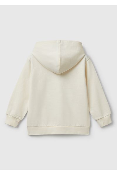 United Colors of Benetton Момчешки суитшърт с качулка в екрю цвят Marvel Hero Print Label Logo