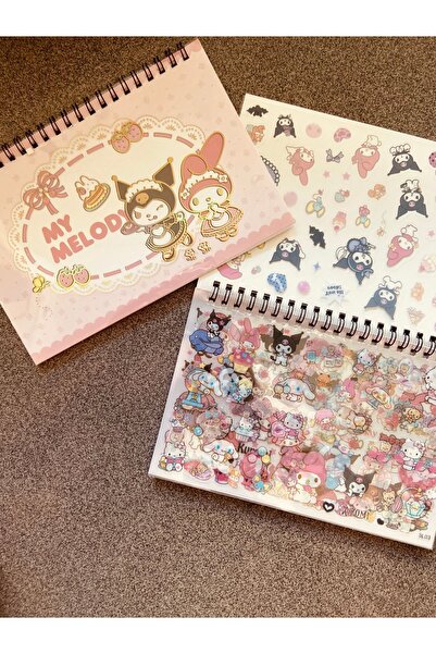 synshop Sanrio Kuromi Cinnamoroll My Melody Etiket Sticker Spiralli Defter Seti 10 Sayfa 500adet