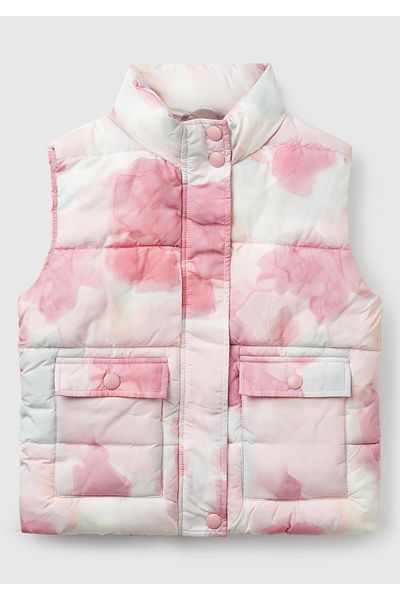 United Colors of Benetton Girl's Pink Mix All Patterned Vest with Logo Label