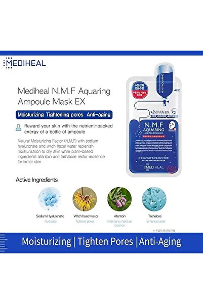 Mediheal Korean The N.M.F Ampoule Mask, Infused With Moisturizing Amino Acids, 10's, 27 ml