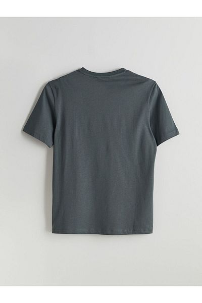LC Waikiki Ανδρικό μπλουζάκι XSIDE Green Crew Neck με στάμπα χτενισμένο βαμβακερό