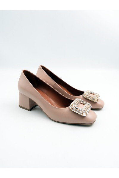 Tenau Pantofi cu toc de damă din piele naturală