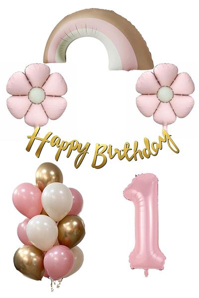 Patladı Gitti Retro 1 Year Old Daisy Themed Baby Girl Concept Birthday Set