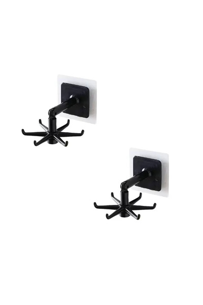 Microcase Yapışkanlı 360 Derece Dönen 6 Kancalı Askı Mutfak Banyo Gardırop Ra...