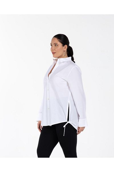 LUOKK Plus Size Organic Cotton 100% Cotton Whitley Smoked White Shirt