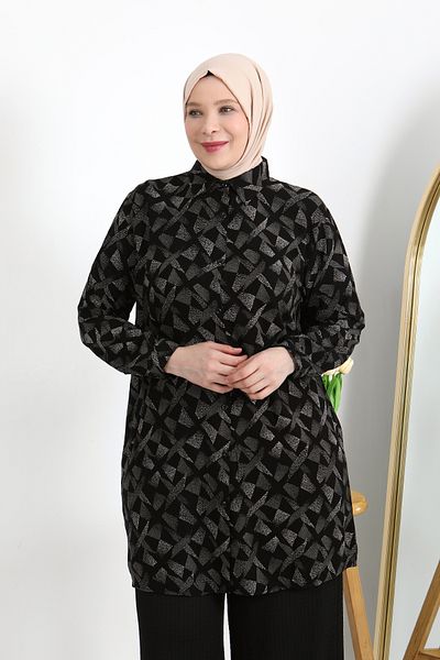 VELLICHOR Plus Size Buttoned Viscose Fabric Relax Cut Tunic