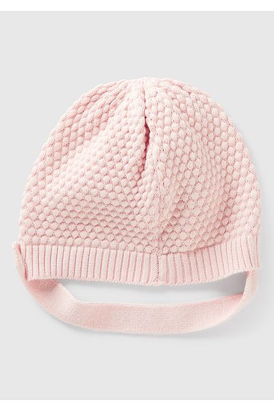 United Colors of Benetton Baby Dust Pink 3D Stitched Hat with Drawstring and Buttons