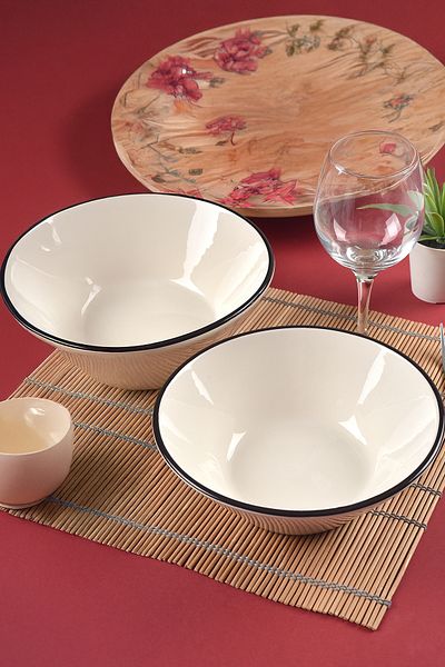 HızlıTrend 2 Size Conical Salad Bowl with Black Rim