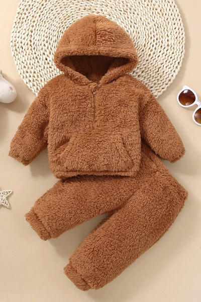 gumbuloy X İpek Atlas Erkek Kız Bebek Ve Çocuk Peluş Kışlık İkili Takım