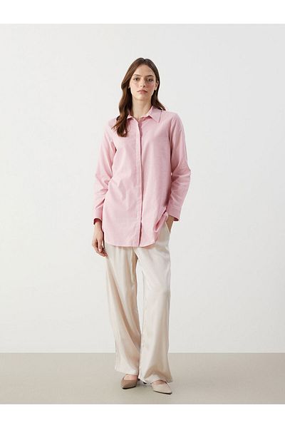 LC Waikiki LCW Modest Pink Guler Cămașă Tunica de damă cu nasturi ascunși
