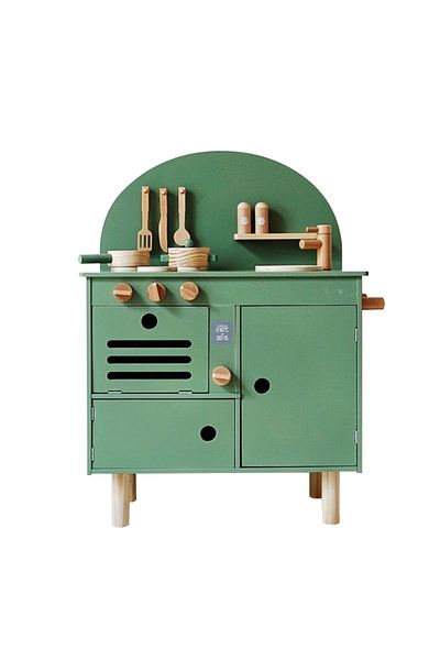 Ma Baby Wooden Play Kitchen , Kids Chef Pretend Play Set for Toddlers