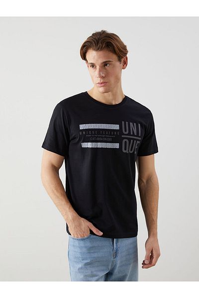 LC Waikiki Ανδρικό μπλουζάκι από χτενισμένο βαμβακερό κοντό μανίκι με λαιμόκοψη