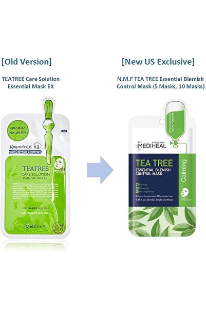 Mediheal Korean Teatree Essential Mask, Infused With Teatree Active, Calming, 10's, 25 ml