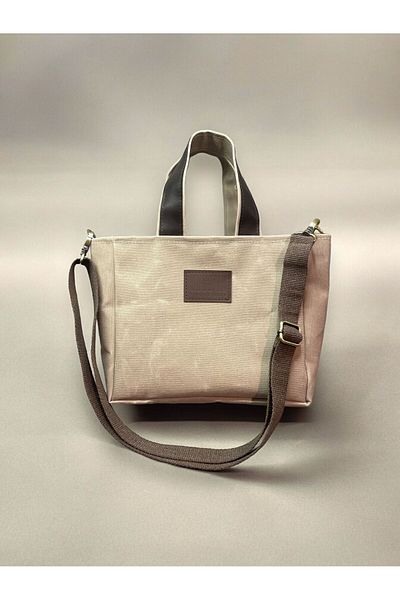Nuggita Beige Colored Mini Size Magnetic Canvas Handbag - Crossbody