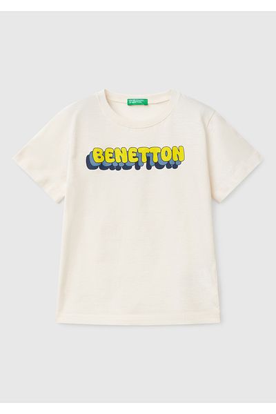 United Colors of Benetton Tricou cu imprimeu Ecru Benetton pentru băiat