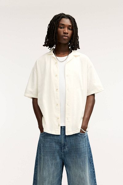 Pull & Bear Basic short sleeve linen blend shirt