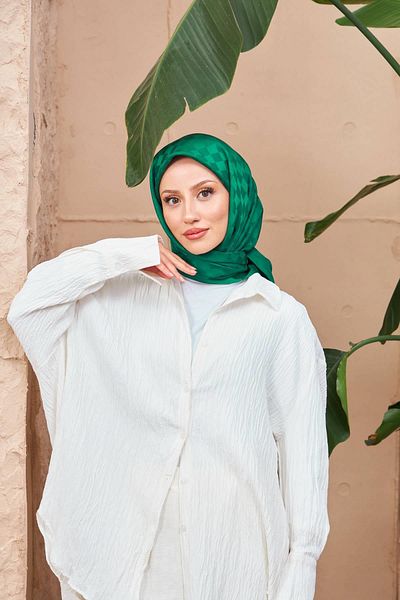 İpekhan Checker Jacquard Scarf Emerald Green 9900-08