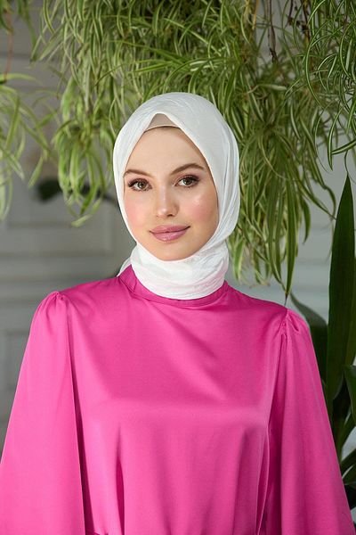 İpekhan Eșarfă de mătase albă - Voile cu model simplu, 10100-24