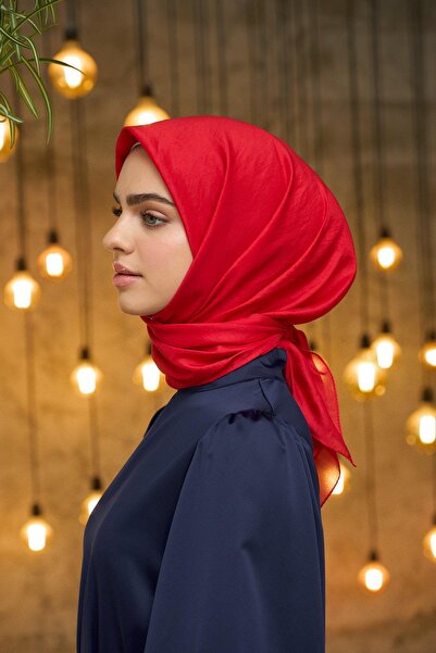 İpekhan Κόκκινο μεταξωτό φουλάρι - Απλό σχέδιο - 10100-27