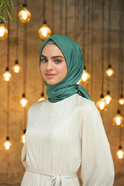 İpekhan Μεταξωτό κασκόλ Voile με απλό σχέδιο Pine Green - 10100-31