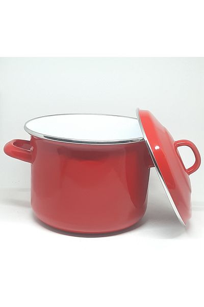 Avşar Enamel Evi̇m 20 cm 3250 ml Red Stockpot Pot Flour Citizen Yogurt Pot