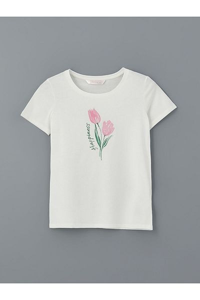 LC Waikiki Σετ γυναικεία πιτζάμες Capri LCW DREAM Pink Crew Neck Floral
