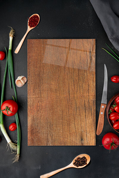 Vitrovelo Wooden Look Glass Cutting Board, Heat Resistant, Scratch Proof, Unb...