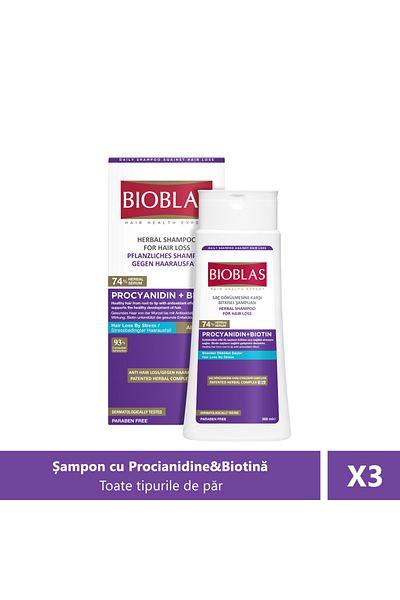 Bioblas Bioblas Anti-Stress Anti-Hair Loss Shampoo Procyanidins and Biotin, 360ml X 3 pieces