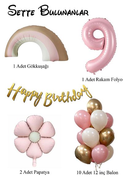 Patladı Gitti Retro 9 Year Old Daisy Themed Baby Girl Concept Birthday Set