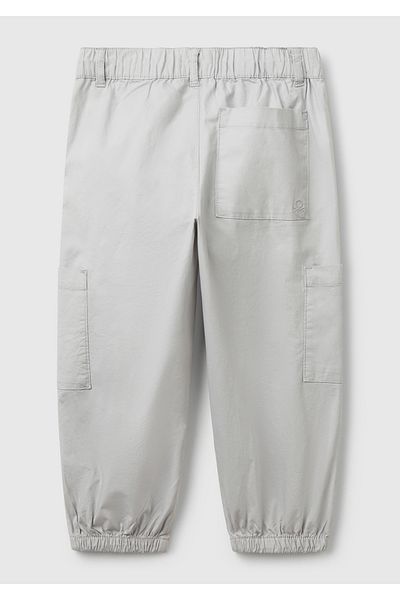 United Colors of Benetton Boy's Gray Melange Elastic Waist Cargo Pocket Parachute Trousers