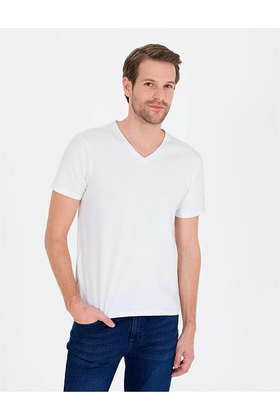 Pierre Cardin Ανδρικό μπλουζάκι Slim Fit Basic-Λευκό