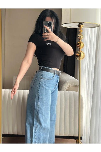 rimas Blugi Palazzo cu talie înaltă