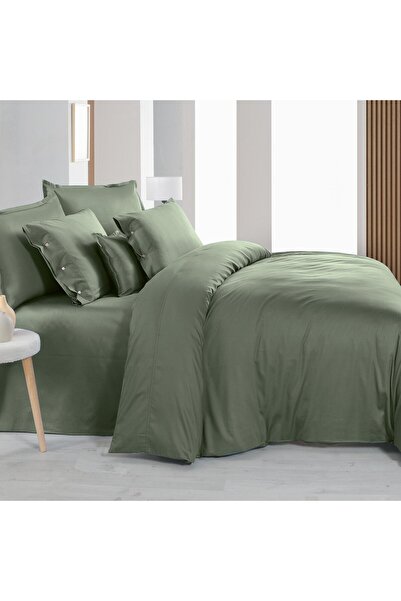 Sarev Monochrome Smoke Green %100 Pamuk Saten ''300 TC" Nevresim Takımı KS v6