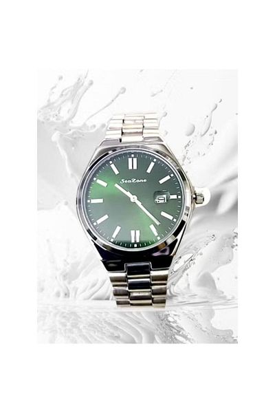 Rivoly Seazone Men's Stainless Steel Analog Quartz Watch Date Display Easy To Read Fashion Design