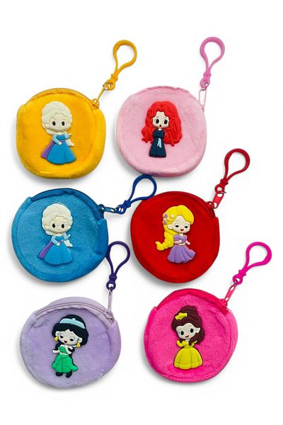 GALATA GIFT 6 Pieces Girls' Wallet, Mini Coin Purse Inside Purse, Colorful 9cm Accessory with Princess Figure