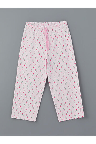 LC Waikiki LCW DREAM Pembe Bisiklet Yaka Çiçekli Kadın Kaprili Pijama Takımı