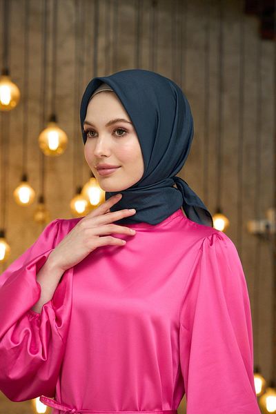İpekhan Dark Gray Silk Plain Pattern Scarf - Voile 10100-30