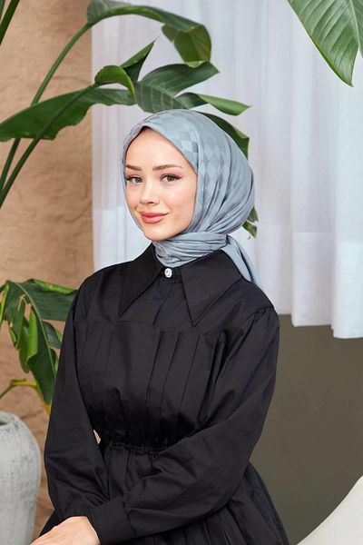 İpekhan Gray Checker Jacquard 9900-04 Model Scarf
