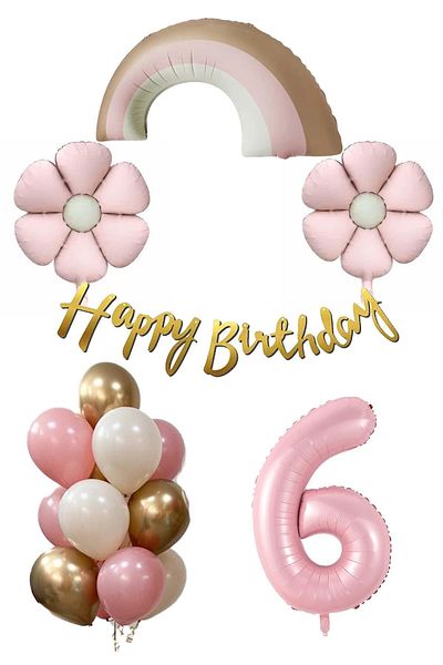 Patladı Gitti Retro 6 Year Old Daisy Themed Baby Girl Concept Birthday Set