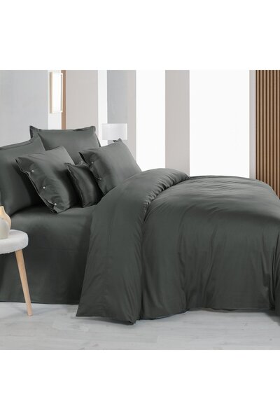 Sarev Monochrome Dark Grey%100 Pamuk Saten ''300 TC" Nevresim Takımı  ÇK v9