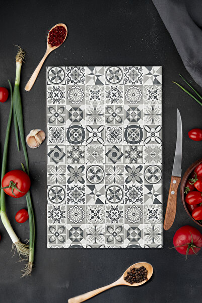 Vitrovelo Gray Ceramic Pattern Glass Cutting Board, Heat-Resistant, Scratch-F...