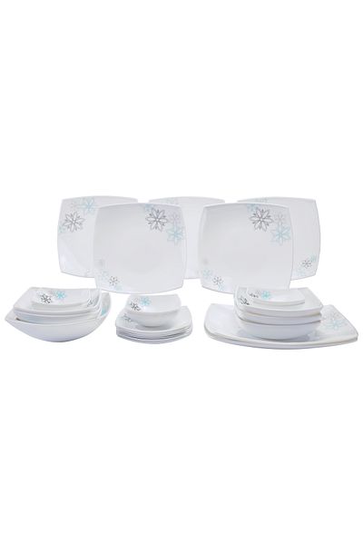 ROYALFORD RF9753 27Pcs Opal Ware Dinner Set - Floral Design Plates, Bowls