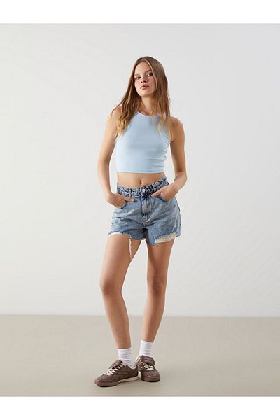 LC Waikiki Crop pentru femei XSIDE Blue Crew Deck
