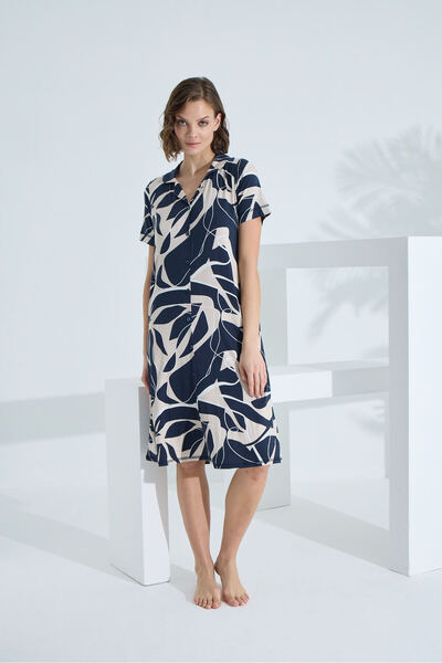 Etoile Rochie de vară pentru femei cu buzunare cu mânecă scurtă din bambus 72951